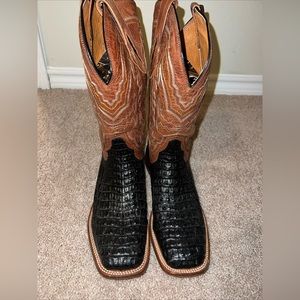Lucchese Men’s 11D Black Caiman Leather Cowboy Boots